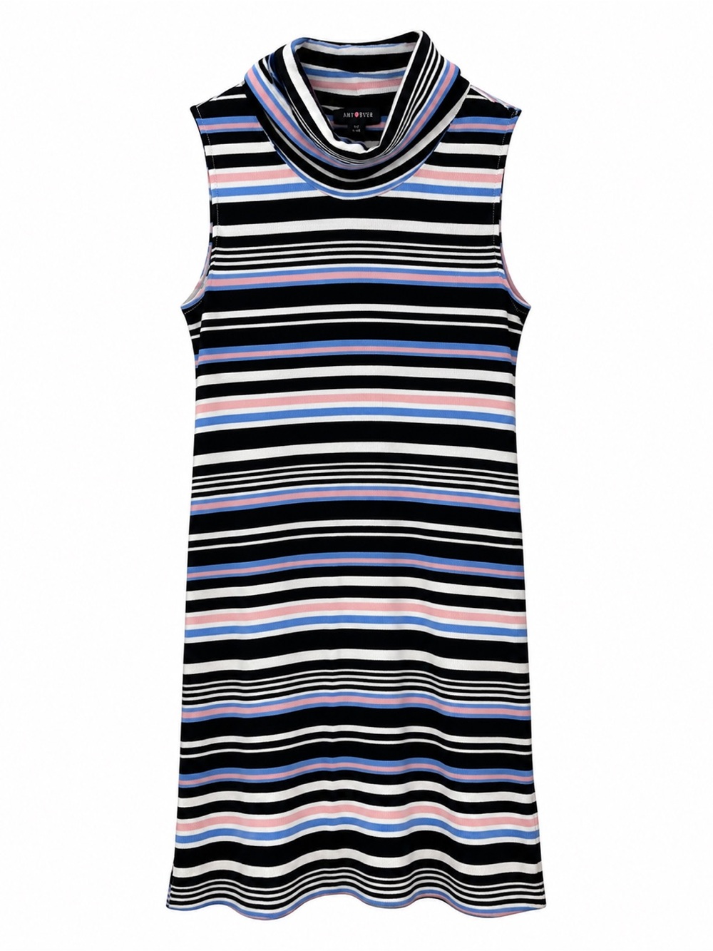 Amy Byer Girls Striped Sleeveless Mock Neck Dress Multicolor Size XL 16